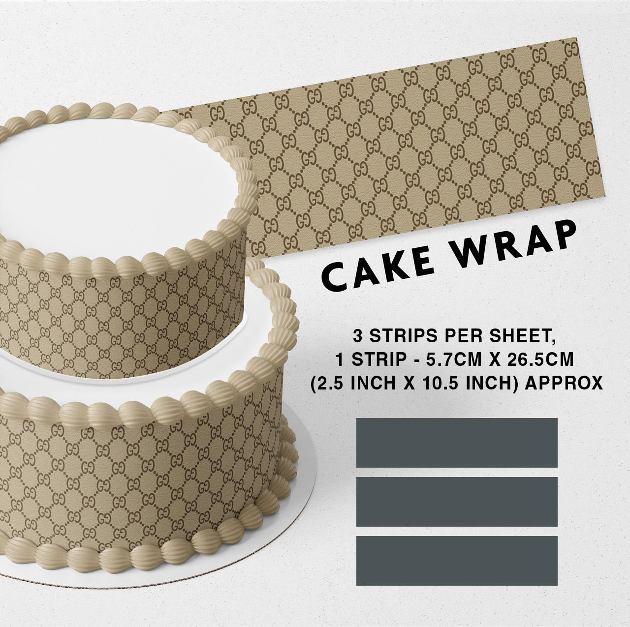 Gucci OG Pattern Strips Edible Cake Toppers Cake Wraps – Ediblecaketopper