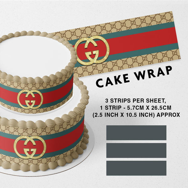 Gucci Red Green OG Logo GG Belt Strips Edible Cake Toppers Cake Wraps