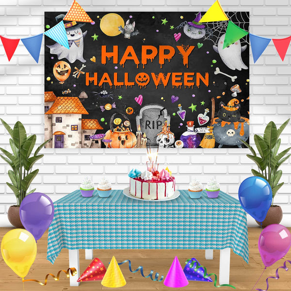 Halloween Night Horror Pumpkin Ghost Town TrickorTreat Bn Birthday Banner Personalized Party Backdrop Decoration