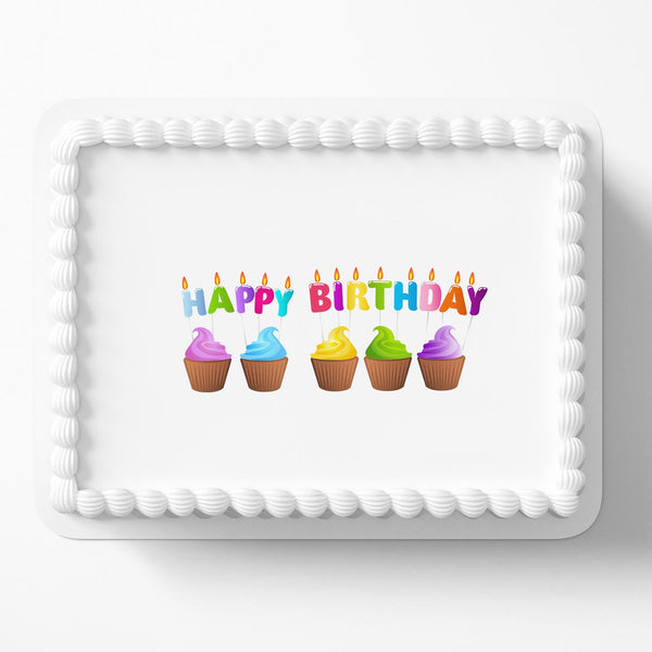 Happy Birthday Logo CFT Edible Cake Toppers