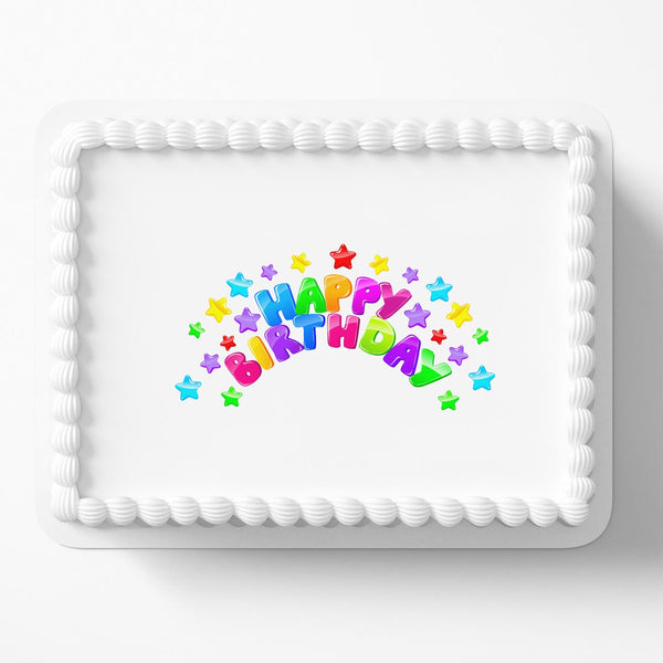 Happy Birthday Logo DSC Edible Cake Toppers
