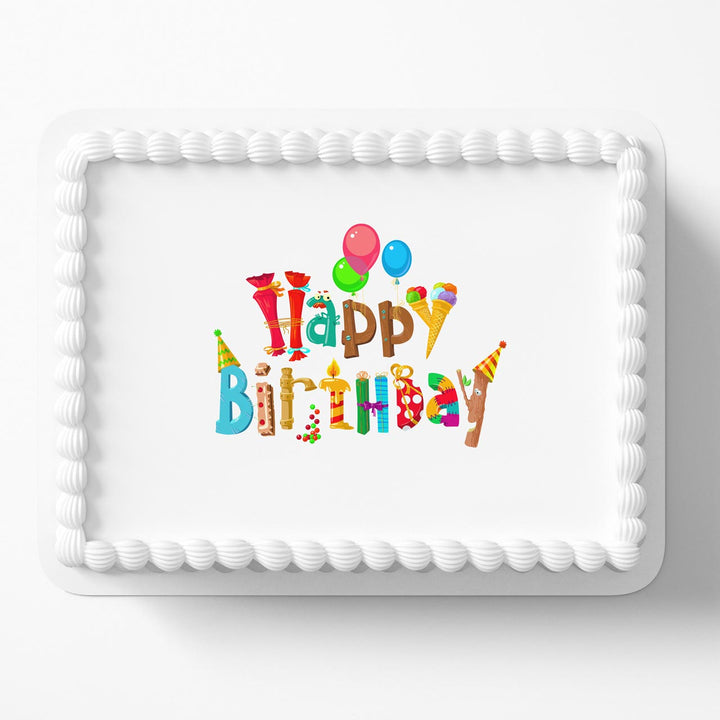 Happy Birthday Logo LMB Edible Cake Toppers