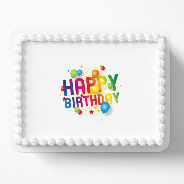 Happy Birthday Logo LPD Edible Cake Toppers