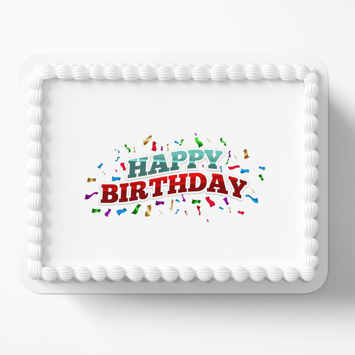 Happy Birthday Logo MBT Edible Cake Toppers
