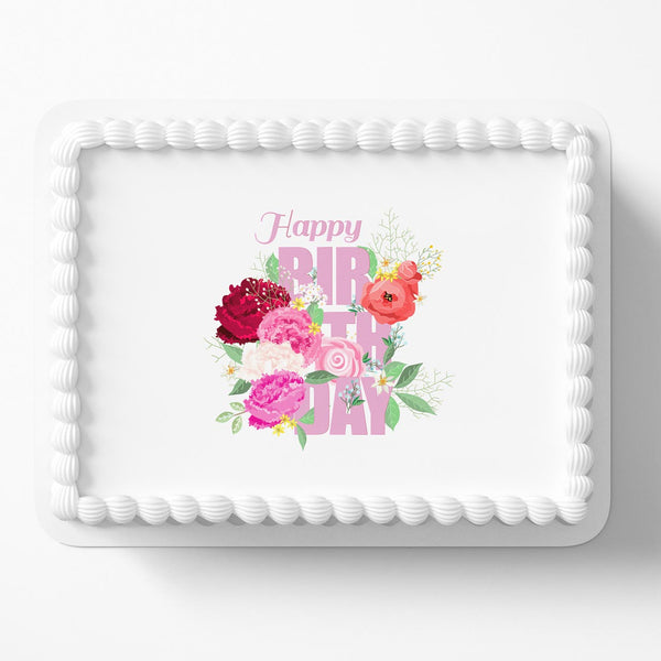 Happy Birthday Logo MKS Edible Cake Toppers