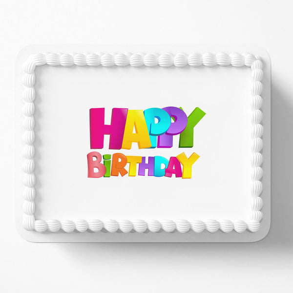 Happy Birthday Logo PTF Edible Cake Toppers