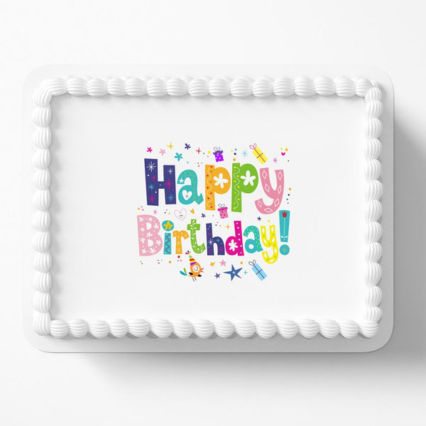 Happy Birthday Logo RCT Edible Cake Toppers