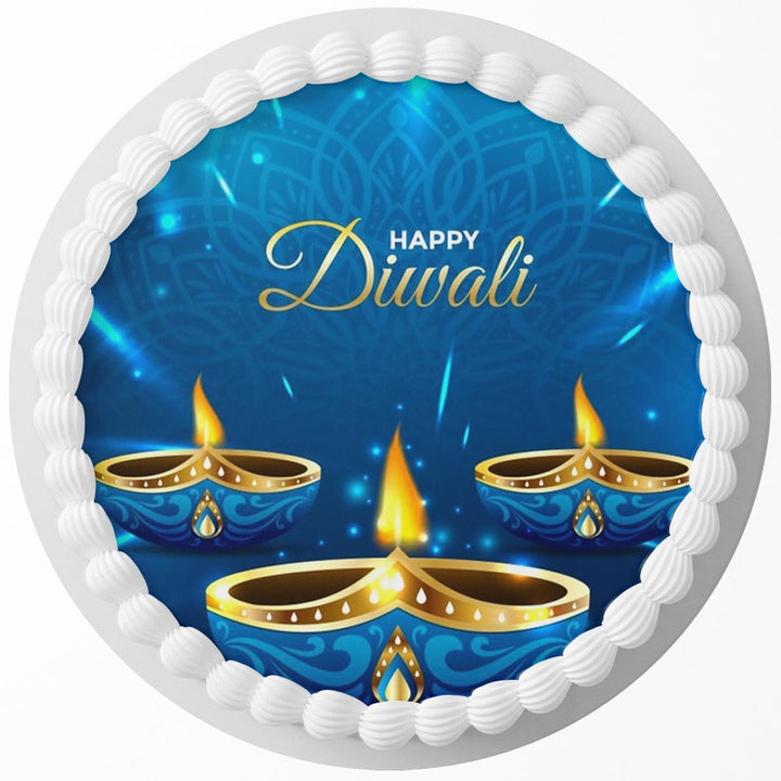 Happy Diwali Edible Cake Toppers Round