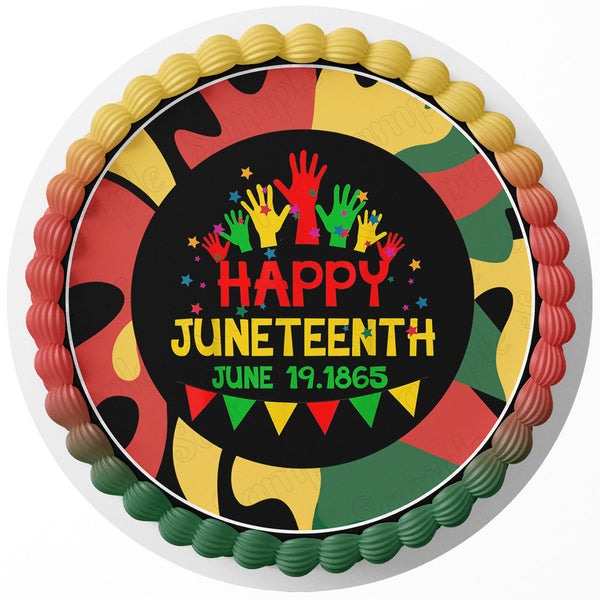 Happy Juneteenth Edible Image Cake Topper Personalized Birthday Sheet Decoration Custom Party Frosting Transfer
