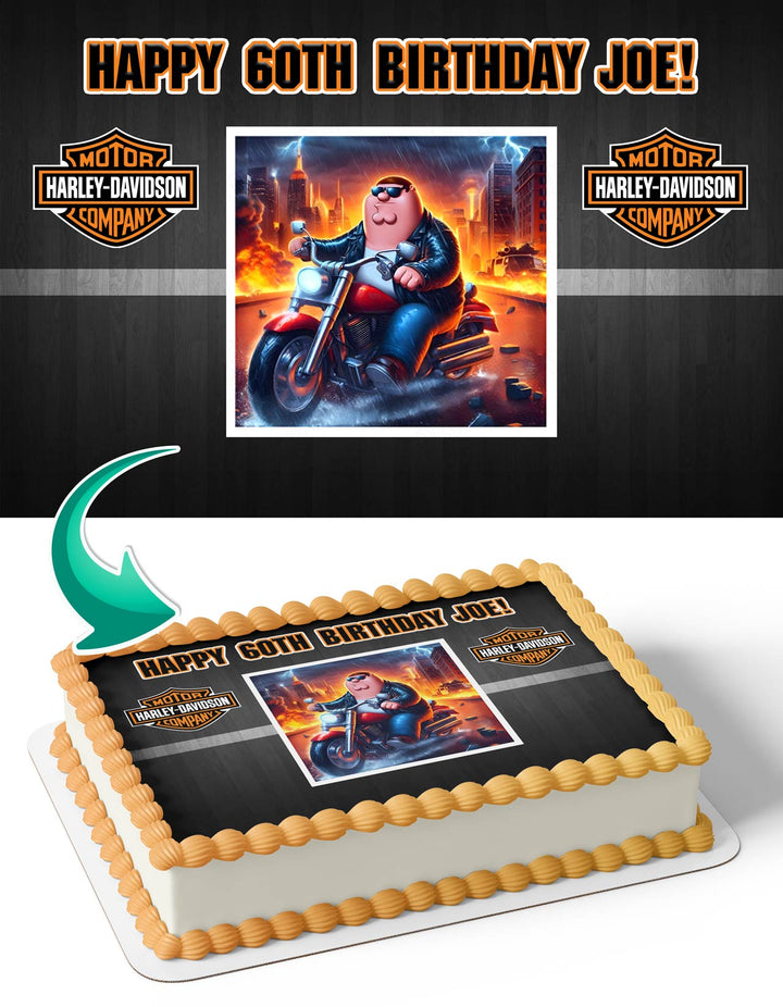 Harley Davidson Motorcycle Peter Griffin Family Guy Edible Cake Toppers