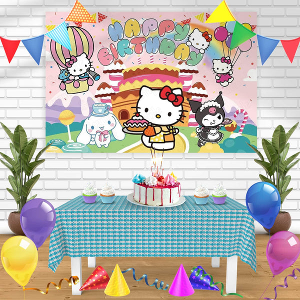 Hello Kitty Cinnamoroll Kuromi My Melody Sweet Candy HKC Bn Birthday Banner Personalized Party Backdrop Decoration