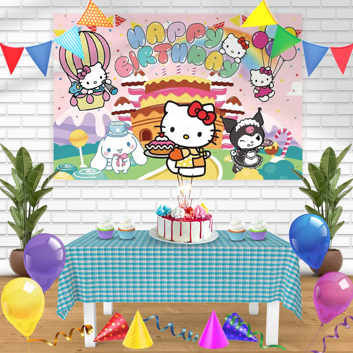 Hello Kitty Cinnamoroll Kuromi My Melody Sweet Candy HKC Bn Birthday Banner Personalized Party Backdrop Decoration