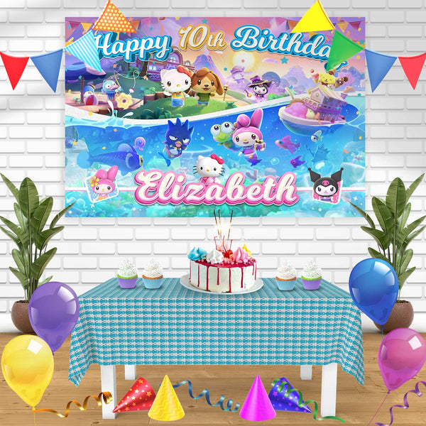 Hello Kitty Island Adventure Bn Birthday Banner Personalized Party Backdrop Decoration