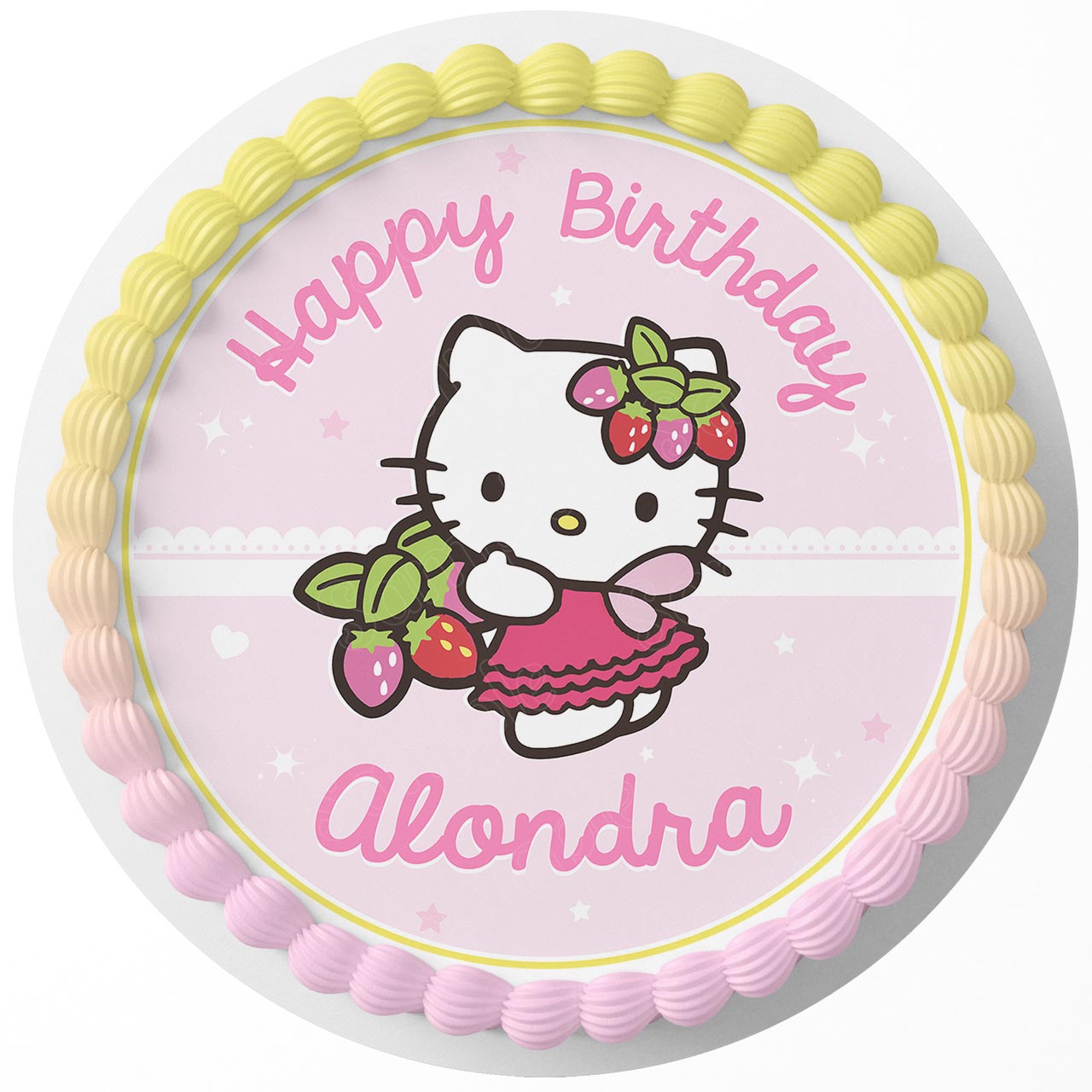 Hello Kitty Sanrio Pink Girls Rd Edible Cake Toppers Round ...