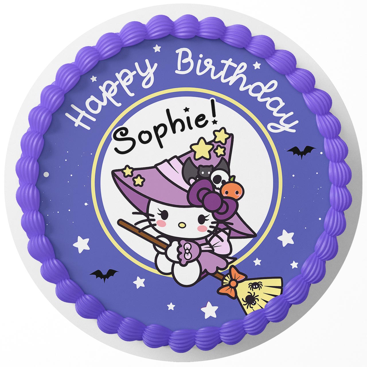 Hello Kitty Witch Rd Edible Cake Toppers Round – Ediblecaketopper