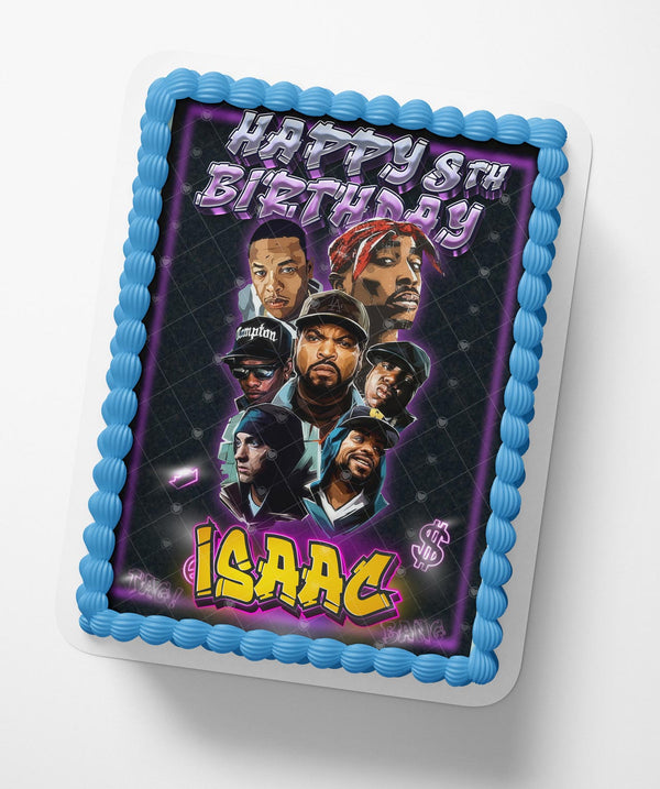 90s Hip Hop Rap West Coast Classic OG Edible Image Cake Topper Personalized Birthday Sheet Decoration Custom Party