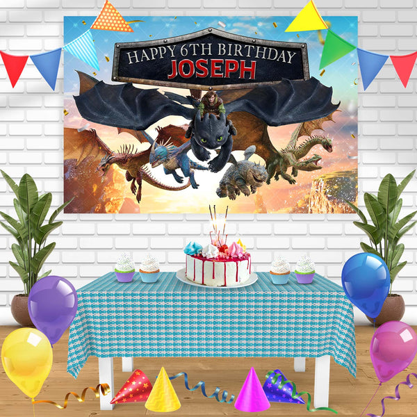 How to Train Your Dragon Night Fury Live Action Movie 2025 Birthday Banner Personalized Party Backdrop Decoration
