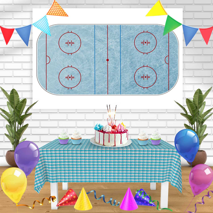 Ice Hockey Field Arena Background Birthday Banner Personalized Party Backdrop Decoration