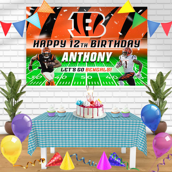 JaMarr Chase Cincinnati Bengals Bn Birthday Banner Personalized Party Backdrop Decoration