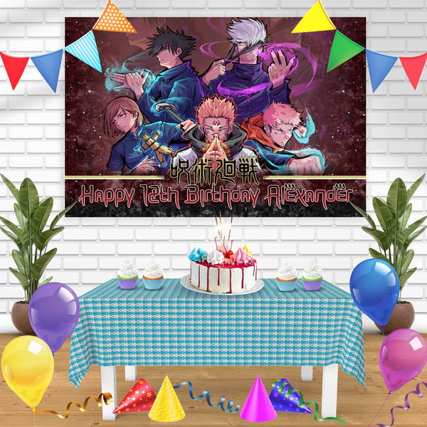 Jujutsu Kaisen Yuji Itadori Satoru Gojo Nobara Kugisaki Megumi Fushiguro Bn Birthday Banner Personalized Party Backdrop Decoration