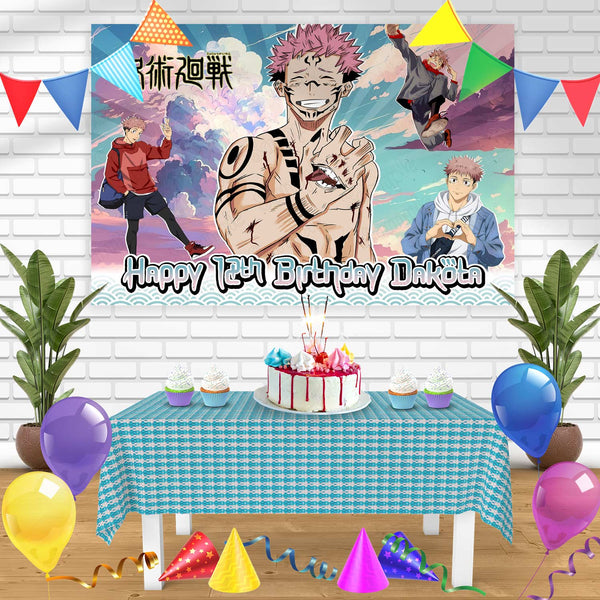 Jujutsu Kaisen Yuji Itadori Sukuna Bn Birthday Banner Personalized Party Backdrop Decoration