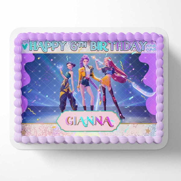K Pop Demon Hunters PP Edible Image Cake Topper Personalized Birthday Sheet Decoration Custom Party Frosting Transfer Fondant
