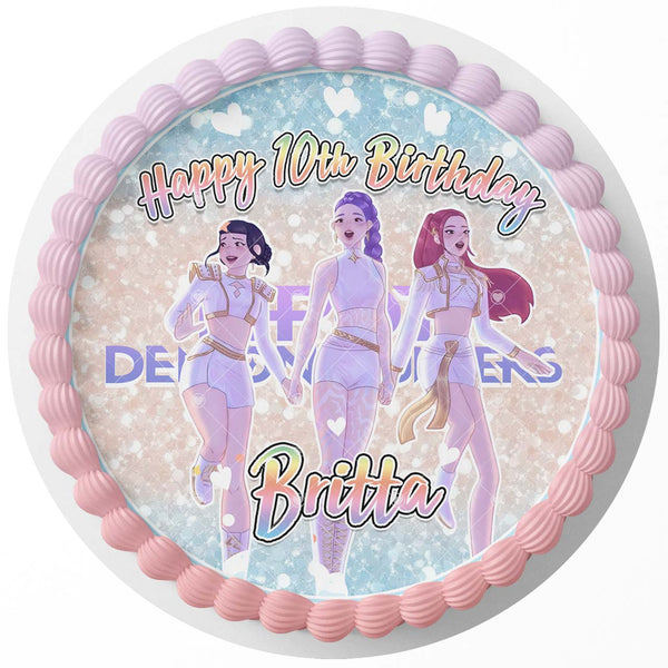 K Pop Demon Hunters RDC Edible Image Cake Topper Personalized Birthday Sheet Decoration Custom Party Frosting Transfer Fondant Round Circle