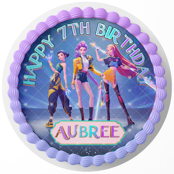 K Pop Demon Hunters RTD Edible Image Cake Topper Personalized Birthday Sheet Decoration Custom Party Frosting Transfer Fondant Round Circle