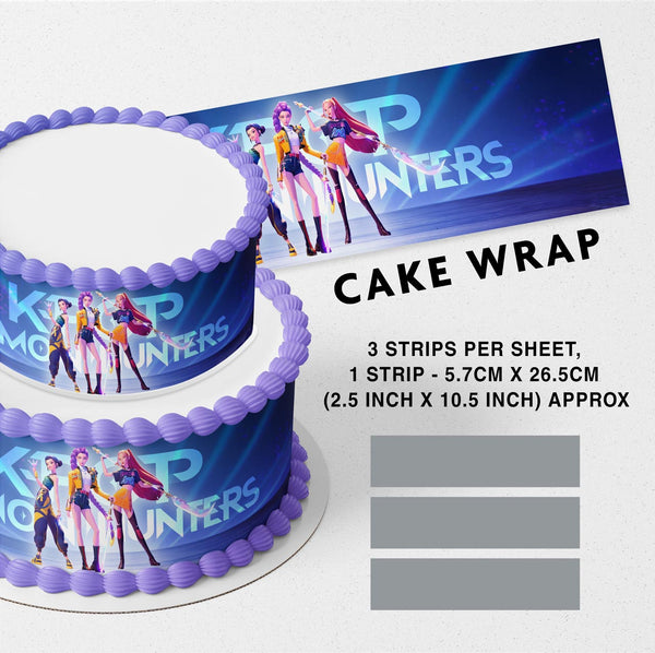 K Pop Demon Hunters Strip Wrap Edible Icing Printed Cake Wrap Strips Topper Ribbon Border