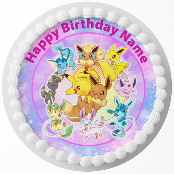 Kawaii Pokemon Edible Cake Toppers Round