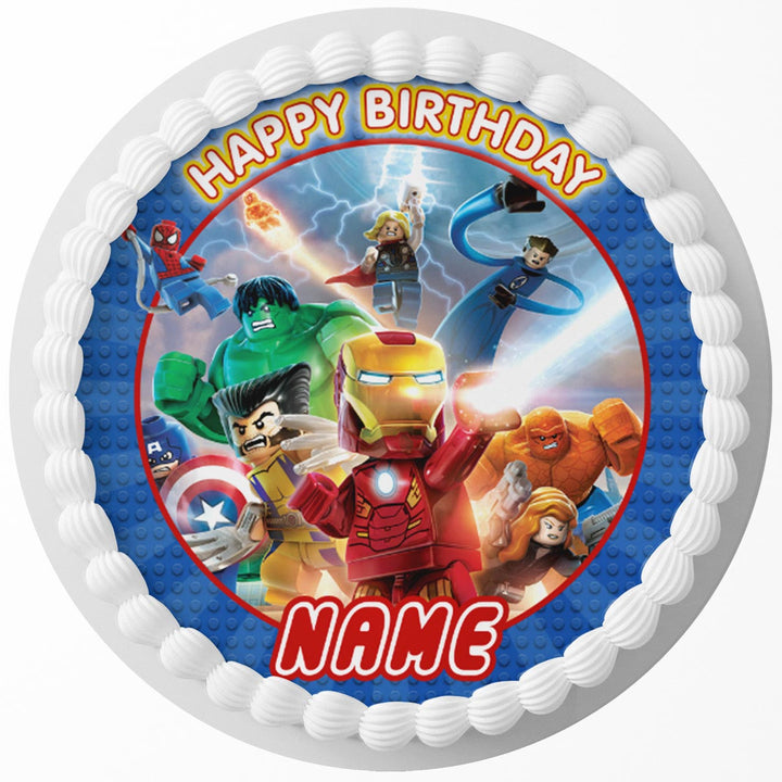 Lego Marvel Heroes Edible Cake Toppers Round
