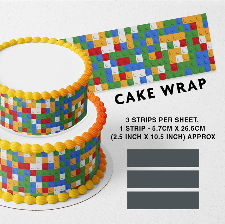 Lego Style Block Bricks Strips Edible Cake Toppers Cake Wraps