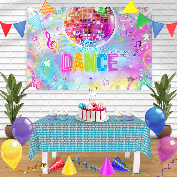 Lets Dance Disco Party Shiny Neon Lights Bn Birthday Banner Personalized Party Backdrop Decoration