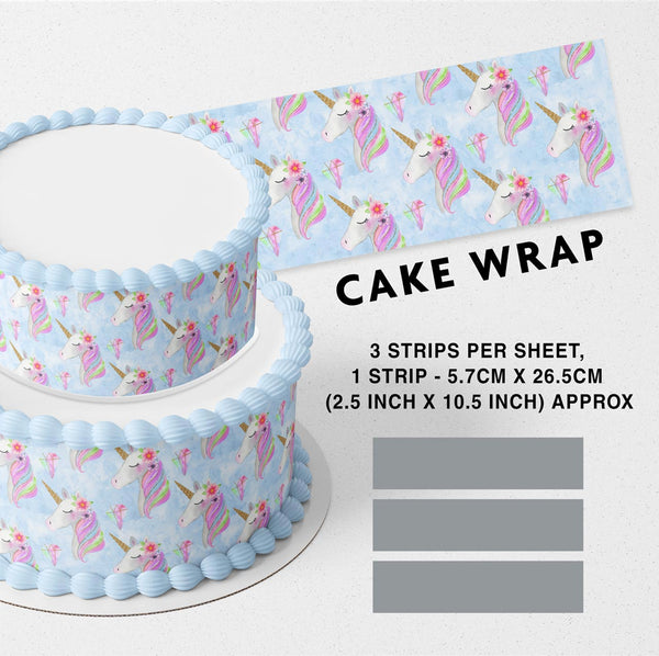 Light Blue Diamond Raimbow Unicorn Edible Cake Toppers Cake Wraps
