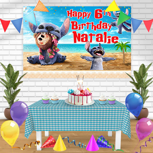 Lilo and Stitch Movie 2025 Birthday Banner Personalized Party Backdrop Decoration