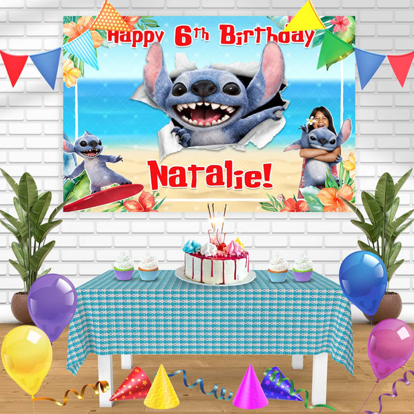Lilo and Stitch Surf Beach Live Action Movie 2025 Birthday Banner Personalized Party Backdrop Decoration