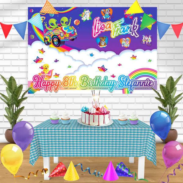 Lisa Frank Art Bn Birthday Banner Personalized Party Backdrop Decoration