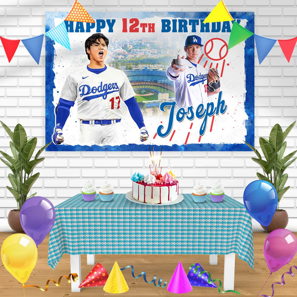 Los Angeles Dodgers Shohei Ohtani Bn Birthday Banner Personalized Party Backdrop Decoration