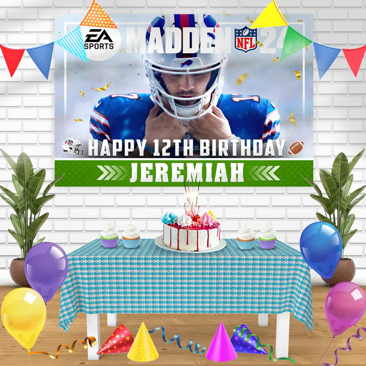 Madden NFL 24 Buffalo Bills Josh Allen Bn Birthday Banner Personalized Party Backdrop Decoration