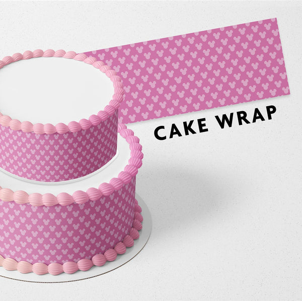 Mickey Minnie Mouse Pink Pattern Strips Edible Cake Toppers Cake Wraps