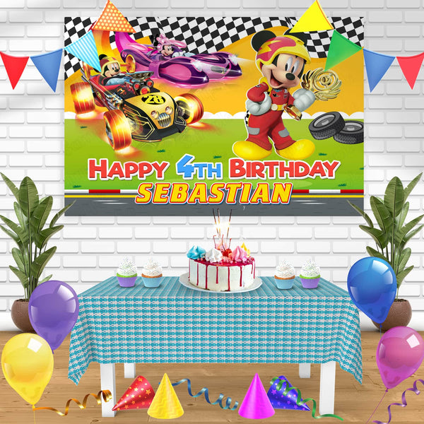 Mickey and the Roadster Racers MM Bn Birthday Banner Personalized Party Backdrop Decoration