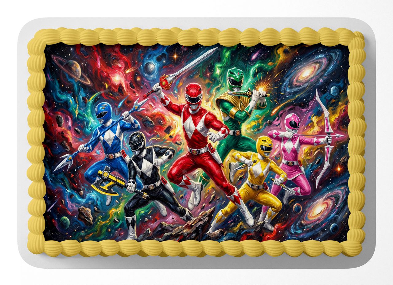 Mighty Morphin Power Rangers Classic TV Series Edible Image Cake Toppe ...