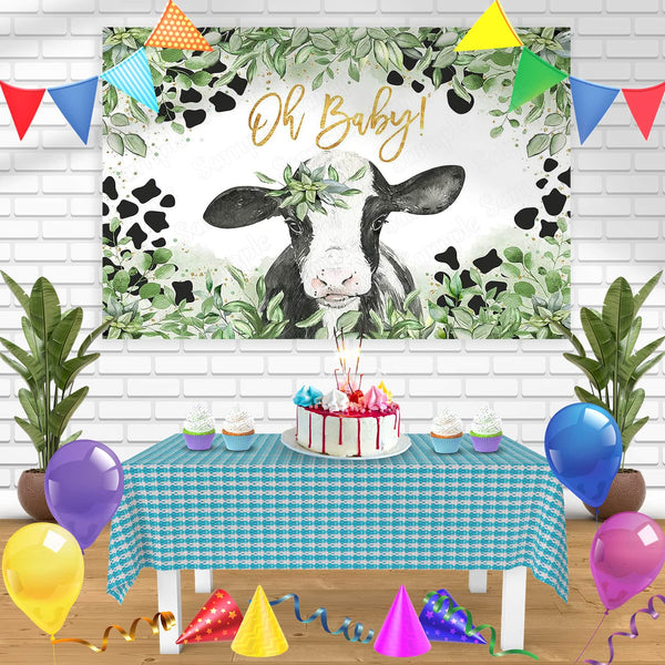 Milk Cow Oh Baby Shower Newborn Bn Birthday Banner Personalized Party Backdrop Decoration