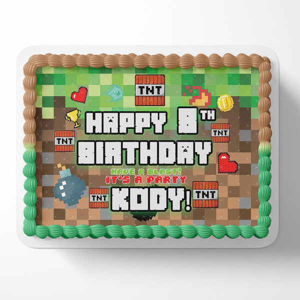 Minecraft Inspired Kids Edible Cake Toppers