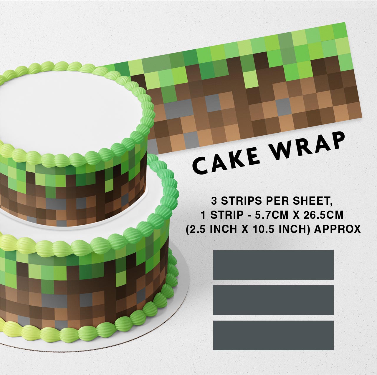 Minecraft Strips Edible Cake Toppers Cake Wraps – Ediblecaketopper