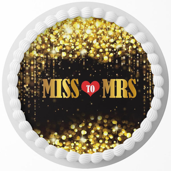 Miss To Mrs Edible Cake Toppers Round