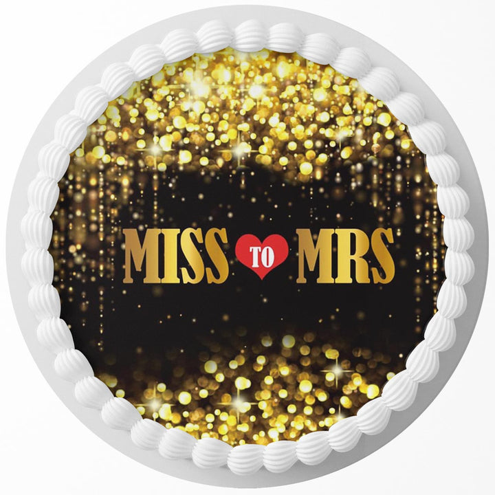 Miss To Mrs Edible Cake Toppers Round