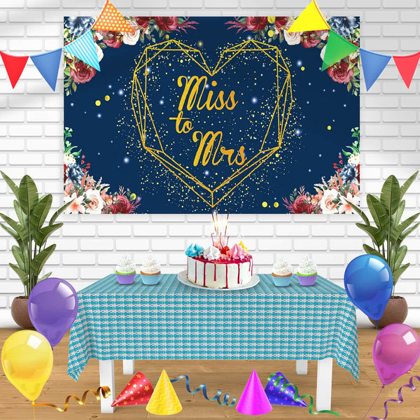 Miss to Mrs Navy Blue Flower Glitter Wedding Bridal Bn Birthday Banner Personalized Party Backdrop Decoration