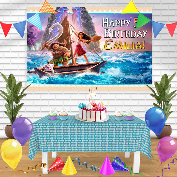 Moana 2 2024 Birthday Banner Personalized Party Backdrop Decoration