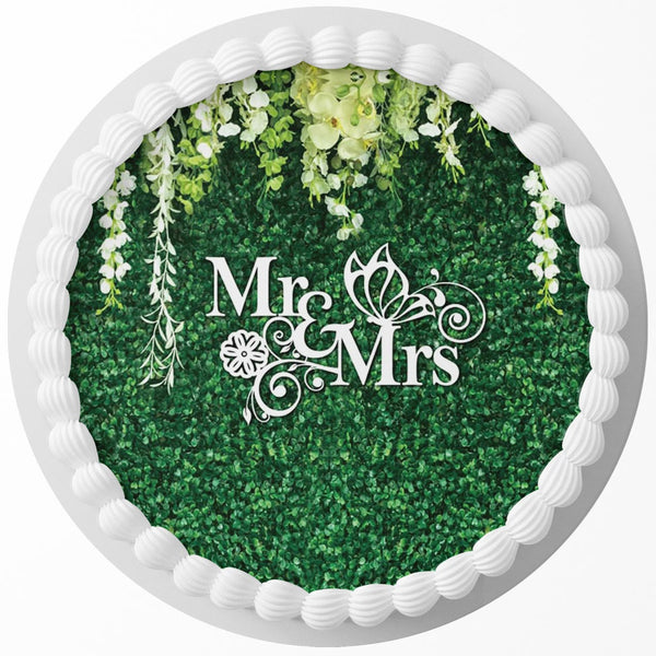 Mr and Mrs Edible Cake Toppers Round